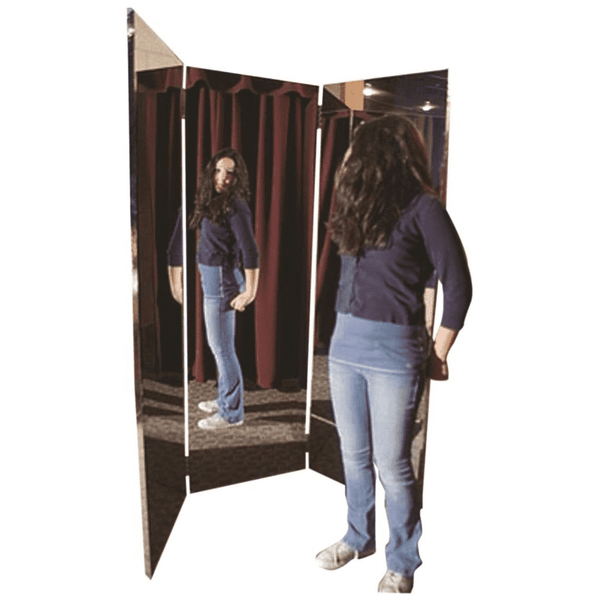 Glassless mirror, free-standing, triple panel, 16 Glassless mirror, free-standing, triple panel, 16