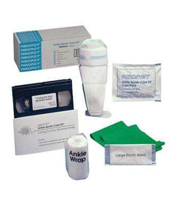 Ankle Sprain Care Kit with AirSport Brace (small/left), exercise band, cold pack, wrap, DVD