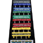 CanDo Digi-Flex hand exerciser - set of 5 (yellow, red, green, blue, black), with plastic rack
