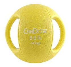 CanDo, Molded Dual Handle Medicine Ball, Yellow, 8.8 lb. (4 kg)