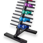 CanDo Vinyl Coated Dumbbell, 10 Piece Set with Floor Rack (2 Each: 1, 2, 3, 4, 5 lb)