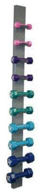 CanDo Vinyl Coated Dumbbell, 10 Piece Set with Wall Rack (2 Each: 1, 2, 3, 4, 5 lb)