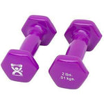 CanDo Vinyl Coated Dumbbell, Violet (2 lb), Pair