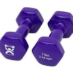 CanDo Vinyl Coated Dumbbell, Purple (7 lb), Pair