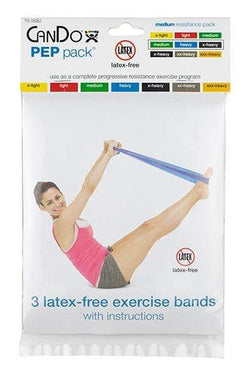 CanDo Latex-Free Exercise Band - PEP Pack - Moderate (Green, Blue, Black)