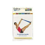 CanDo Low Powder Exercise Band Pep Pack - Easy with yellow, red and green band