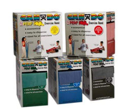 CanDo Latex Free Exercise Band - 100 yard Perf 100 rolls, 5-piece set (1 each: yellow, red, green, blue, black)
