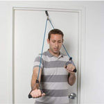 CanDo shoulder pulley with exercise tubing and handles, Blue - heavy