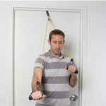 CanDo shoulder pulley with exercise tubing and handles, Yellow - x-light