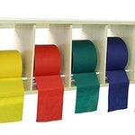 CanDo exercise band rack, plastic, 5 rolls, INCLUDING: 5 x 50 yard CanDo latex free set (yellow, red, green, blue, black)