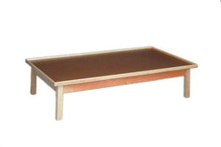 wooden platform table - fixed height, raised-rim, 7' x 4' x 19"