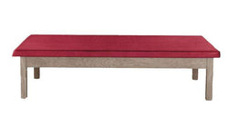 wooden platform table - fixed height, upholstered, 7' x 3' x 21"