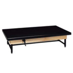 wooden platform table - manual hi-low, upholstered, 7' x 4' x (19" - 27")