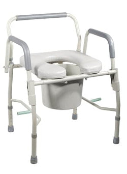 Drive Commodes Commode with drop arms, deluxe steel, padded seat, 1 each