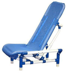 Reclining bath chair with safety harness, Medium, beach bubble blue