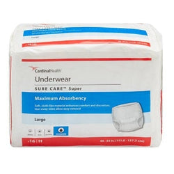 McKesson Briefs and Diapers Unisex Adult Absorbent Underwear Sure Care Pull On- Large Disposable Heavy Absorbency