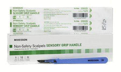 Scalpel McKesson No. 10 Stainless Steel / Plastic Sensory Grip Handle Sterile Disposable; Case/100