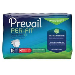 Unisex Adult Incontinence Brief Prevail Per-Fit® Medium Disposable Heavy Absorbency Cs/96