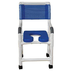 BLUE deluxe seat Shower chair 18" with 3" twin casters