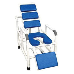 Reclining TOTAL Blue padding shower chair with elevated leg extension