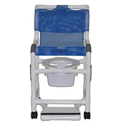 Shower chair 18", 3" twin casters with double drop arms