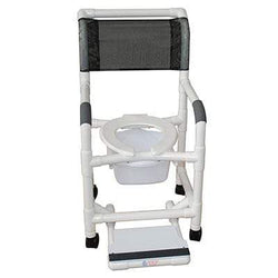 Shower chair 18" with 3" twin casters - sliding  footrest