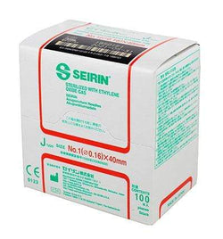 SEIRIN J-Type Acupuncture Needles, size 1 (0.16mm) x 40mm , box of 100 needles