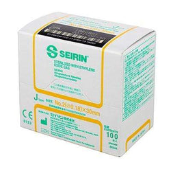 SEIRIN J-Type Acupuncture Needles, size 2 (0.18mm) x 30mm , box of 100 needles