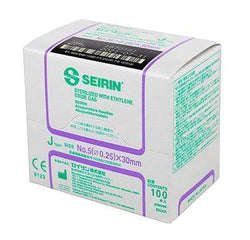 SEIRIN J-Type Acupuncture Needles, size 5 (0.25mm) x 30mm , box of 100 needles