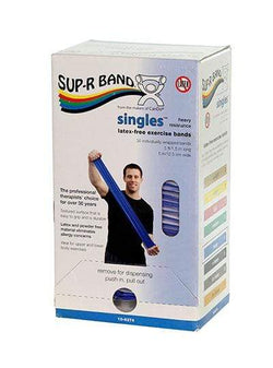 Sup-R band, latex-free, 5-foot Singles¨, 30 piece dispenser, blue