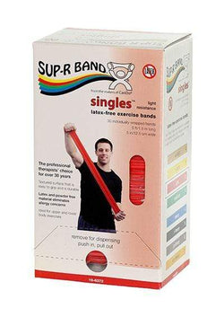 Sup-R band, latex-free, 5-foot Singles¨, 30 piece dispenser, red