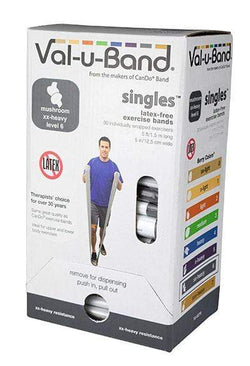 Val-u-Band Resistance Bands, Pre-Cut Strip, 5', Mushroom-Level 6/7, Case of 30, Latex-Free