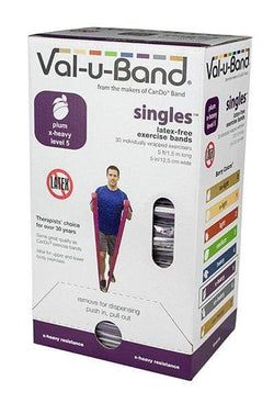 Val-u-Band Resistance Bands, Pre-Cut Strip, 5', Plum-Level 5/7, Case of 30, Latex-Free