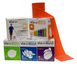Val-u-Band Resistance Bands, Dispenser Roll, 50 Yds., 5-Piece Set, Peach, Orange, Lime, Blueberry, Plum, Latex-Free