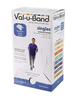 Val-u-Band Resistance Bands, Pre-Cut Strip, 5', Blueberry-Level 4/7, Case of 30, Contains Latex