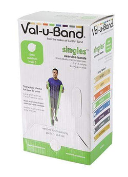 Val-u-Band Resistance Bands, Pre-Cut Strip, 5', Lime-Level 3/7, Case of 30, Contains Latex